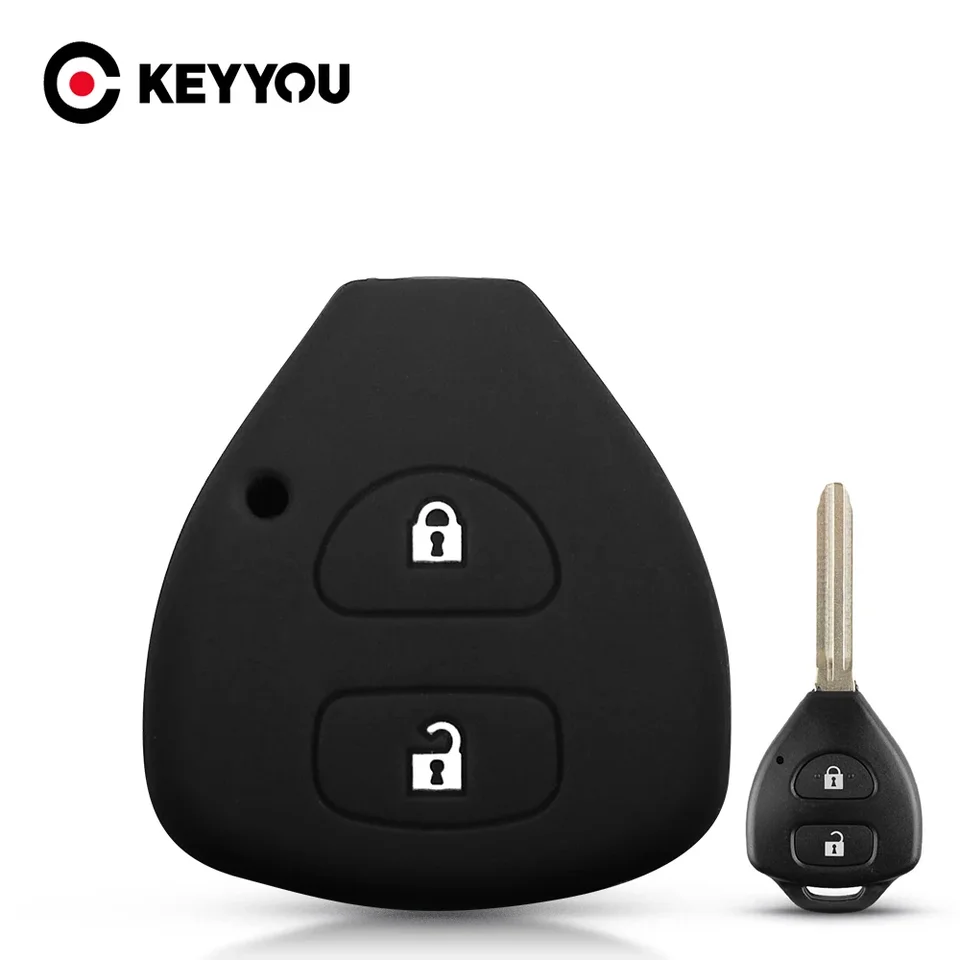 Keyyou pre Toyota Corolla Rav4 Yaris Auris Hilux Vitz Vios Camry Fortuner Prado Diaľkový kryt Fob Cover 2 Button Silikone Car Key Case Case