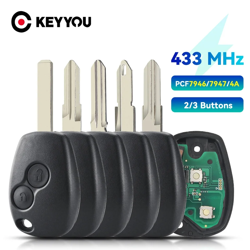 Keyyou Ride Car Key pre Renault Duster Modus Clio 3 Twingo Dacia Logan Sandero Kangoo 433 MHz PCF7946 PCF7947