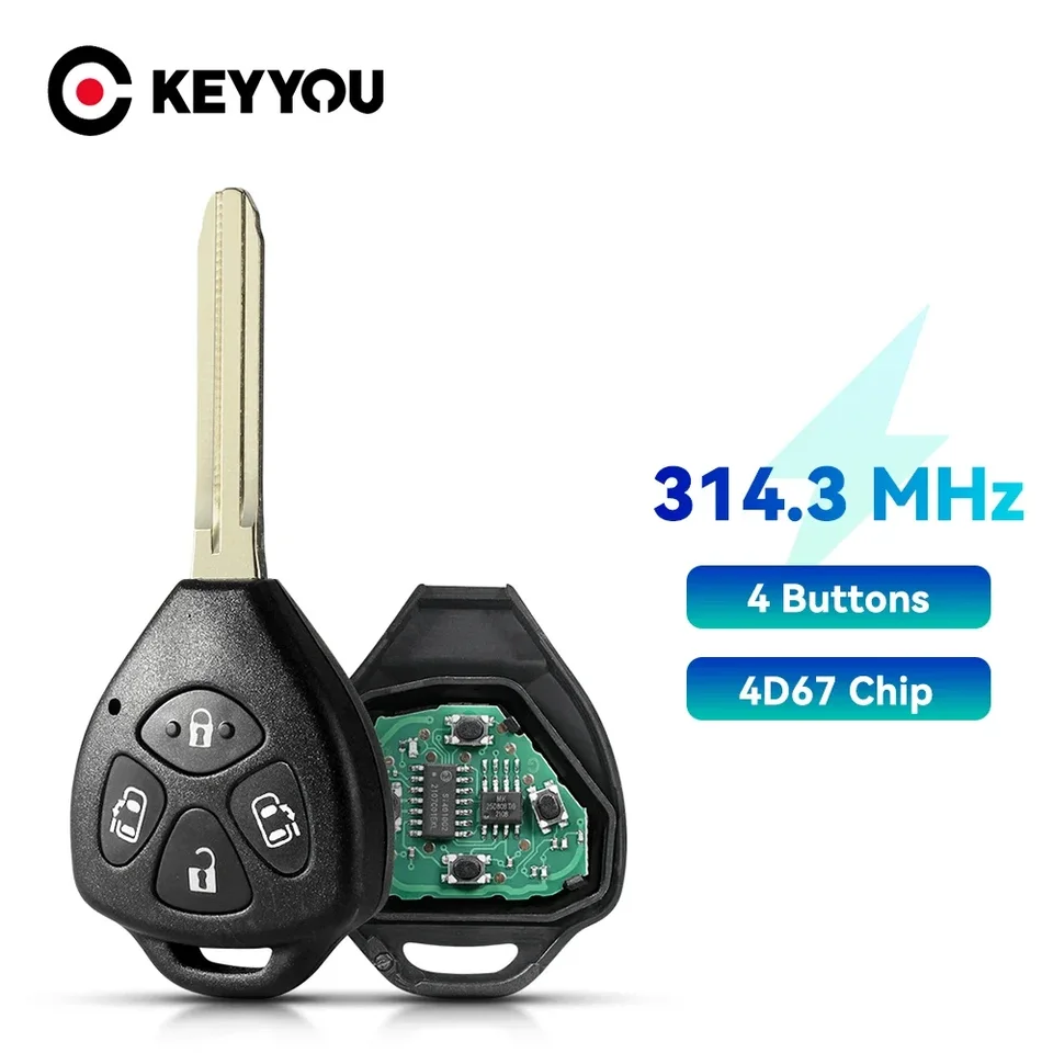 Keyyou s batériou 4 tlačidlá Smart Remote Car Key FOB 314MHz 4D67 Chip 44010 pre Toyota Alphard 2005 2006 2007 2008 2009