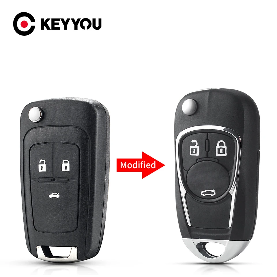 Keyyou Skladanie Flip 3 4 tlačidlá vzdialený kryt kľúča automobilu FOB FOB pre Chevrolet Cruze Equinox Impala Malibu Sonic Camaro