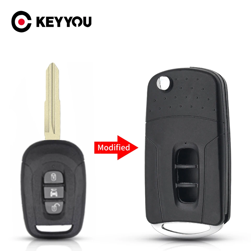 Keyyou upravené vzdialené kľúče shell fob pre Chevrolet Captiva Opel Antara 3 tlačidlá 2006 - 2010 Flip Key Nezostrihané nové príchodové prípady