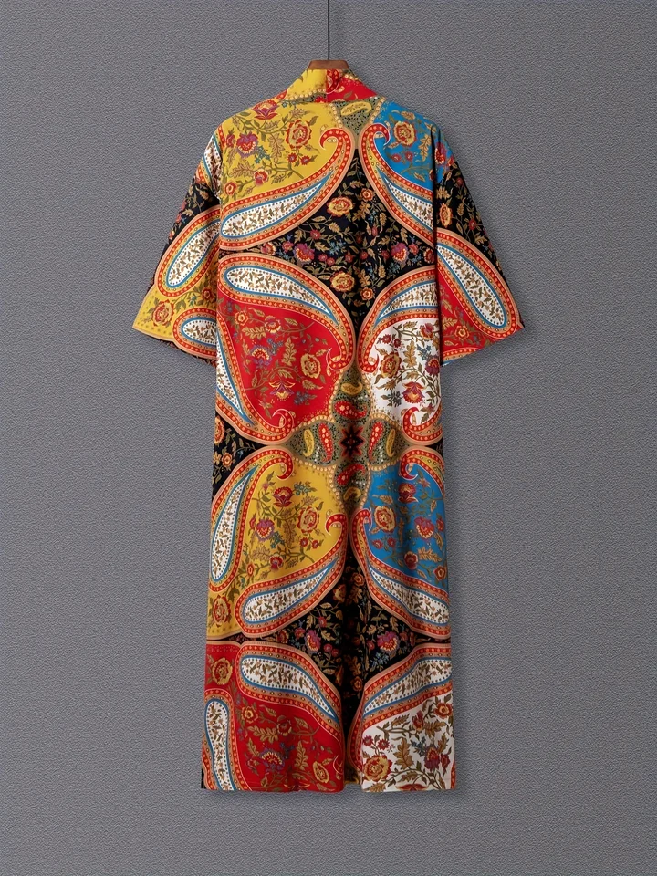 Kešu kvetina Vytlačená cestovná dovolenka Kimono Cardigan Split Stredne dlhé slnečné šaty Dámske dámske tenké kabáty Smock Clo