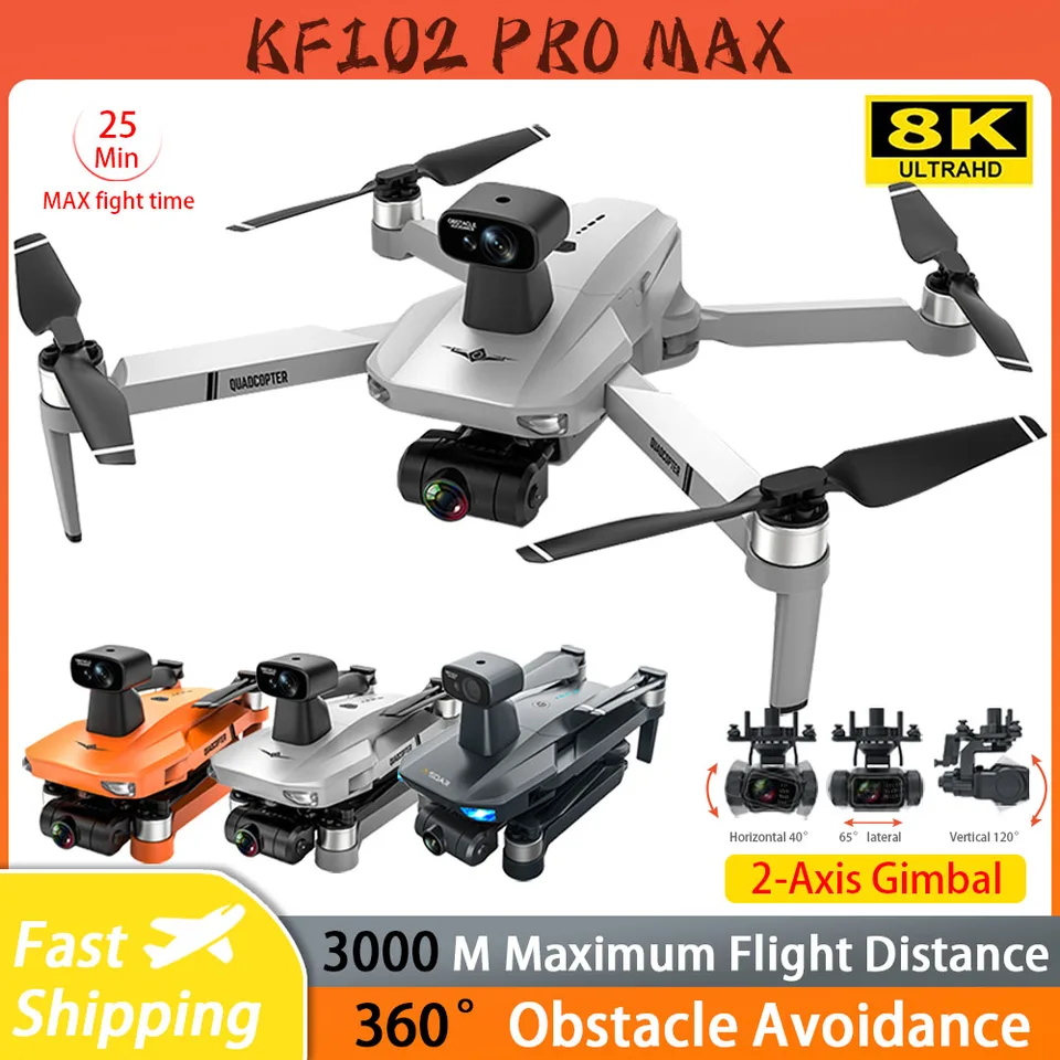 KF102/X19 8K DUAL COMOANA FPV MINI DRONE 2-osový gimbal kvadrokoptéra Profesionálny dron s kamerou 360 ° Prekážkové lietadlá