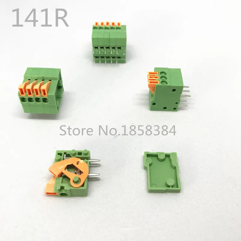 KF141R 50ks/šarža 2,54 mm tónový pružinový konektor konektora 2/3/4/5/10-20p pravý uhol zelenej ROHS MONTED PCB