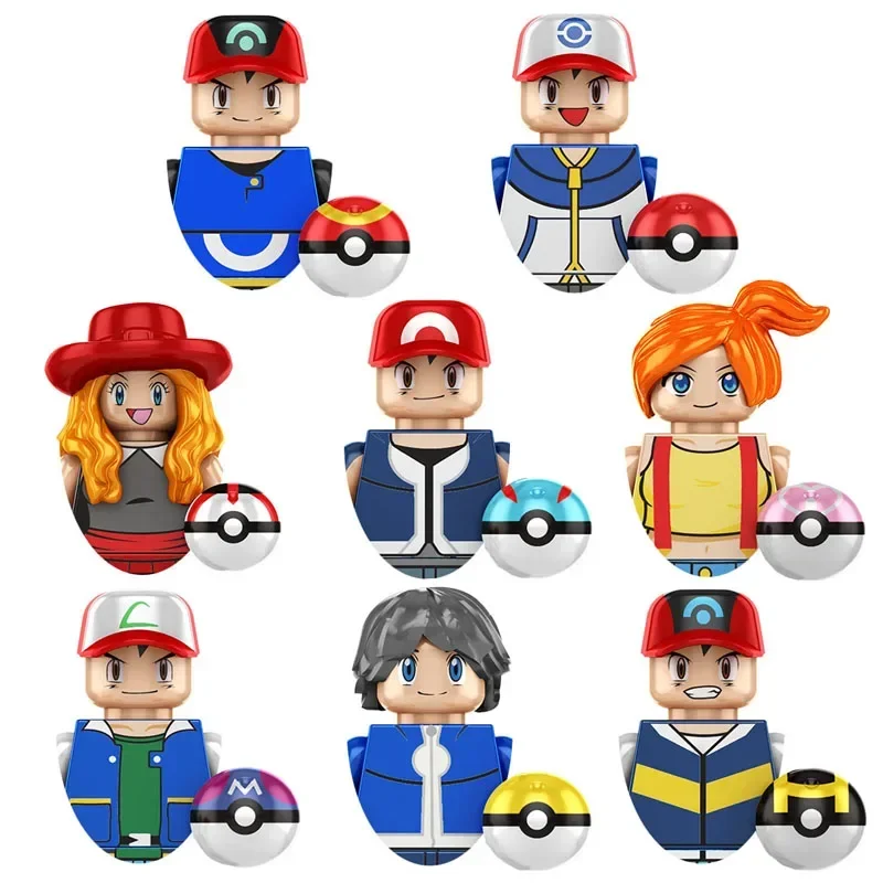 KF6189 Ash Ketchum Misty Calem Serena Build Block Boy Birthday Toy