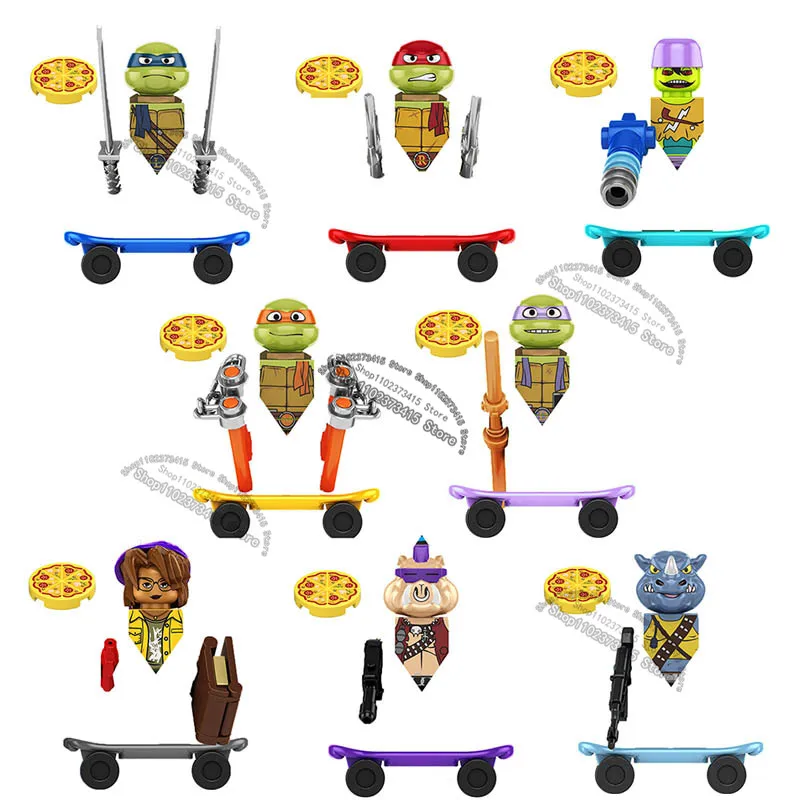 KF6196 KF6125 TMNT Anime Anime Bricks Mini Action Figure Figure Ninja Turtle Bricks Leo Raph Dol Doll Zhromaždenie stavebných blokov pre deti