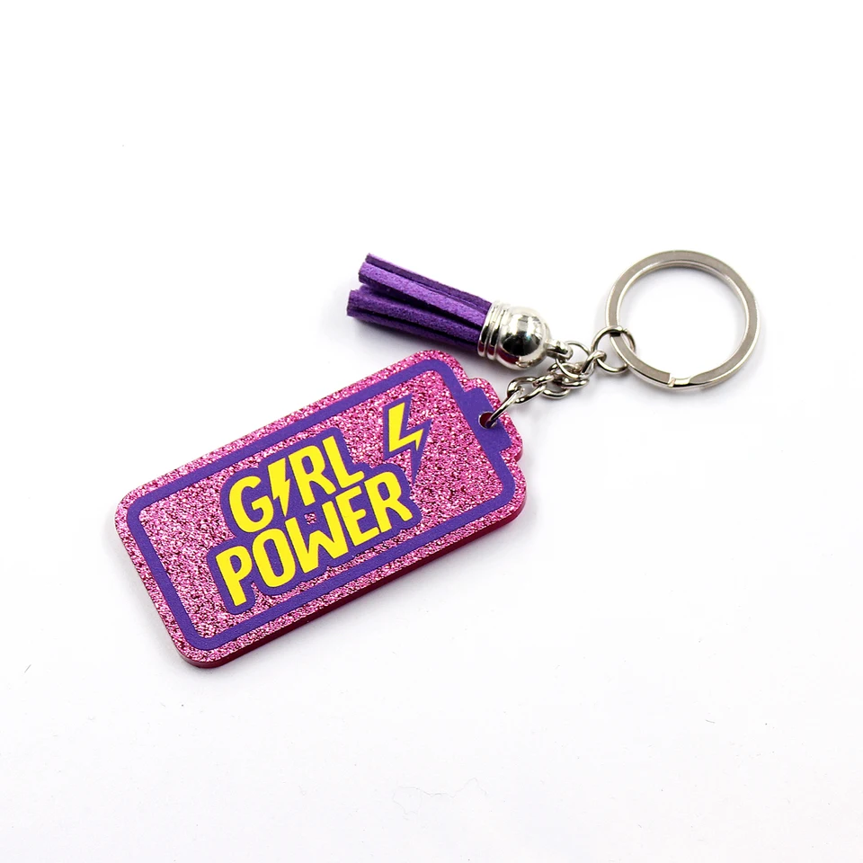 KH1056-63 mm akrylové dievča Power Keychain, Darčekové batérie Glitter Acryl Keychain