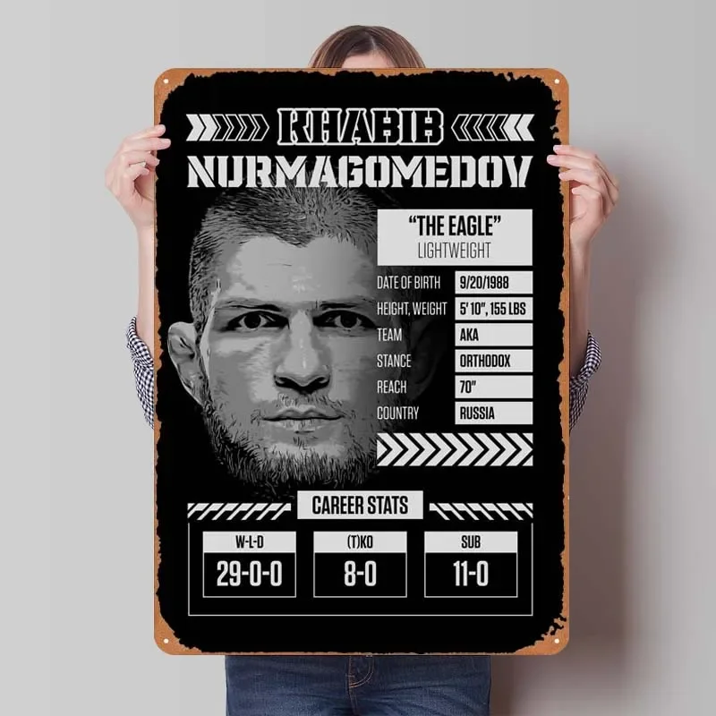 Khabib Nurmagomedov Športový kovový plagát výzdoba dekorácie Vintage kovové plechové značky plaky pre barovú garážovú stenu dekorácie umenie