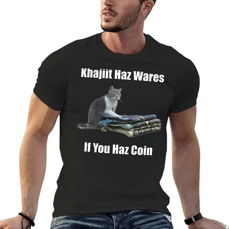 Khajiit Haz Warres - V.3 Classic Meme Tričko s nadmerným grafickým tričkom Anime Figures Designer Tirls pre mužov
