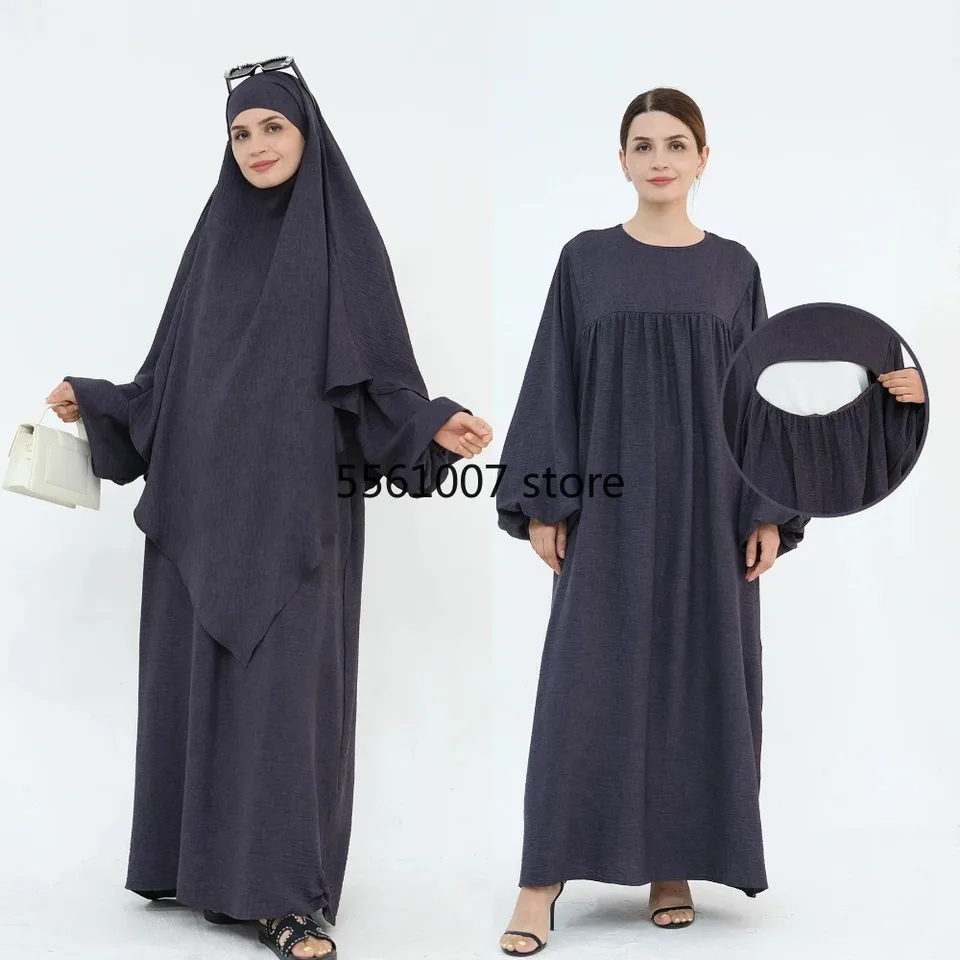 Khimar jalabiya islam oblečenie 2ks moslimské súpravy Ženy Turecko kaftan dubai abaya niqab dojčie kŕmenie rúcho eid hidžab obleky
