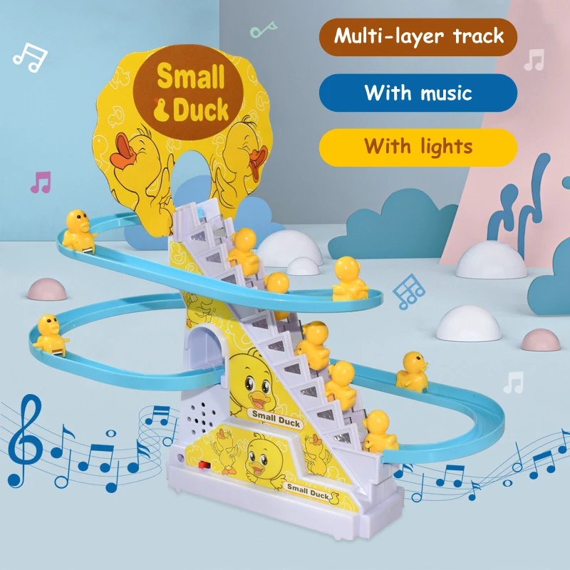 Kid DIY Small Duck Penguin Elektronické lezecké schody schody Track Toy Light Musical Slide Track Coaster Hračky vzdelávacie zábavné hračky Darčeky