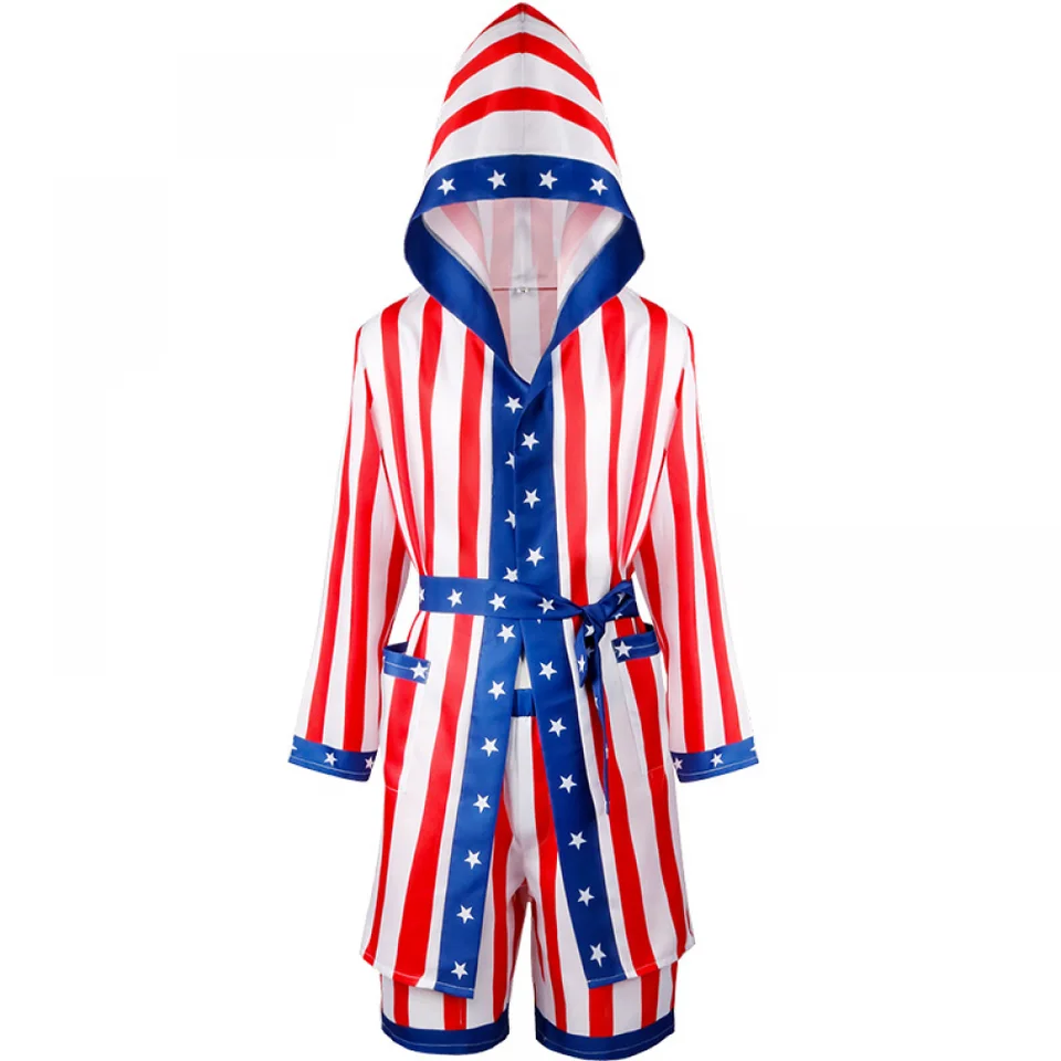 Kids Boys Satin American Flag Boxing Costy s rúžkovým saténovým šortkám pre Cosplay Party