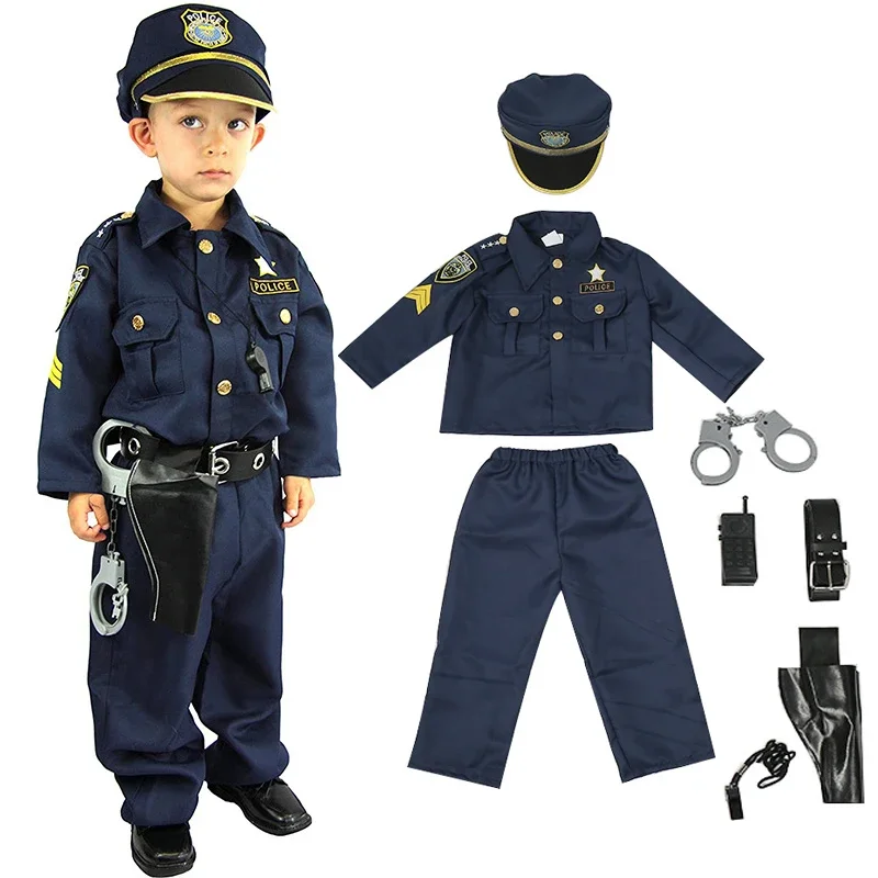 Kids Cosplay Movie a televízny policajný dôstojník Kostým súpravy unisex 2023 Boys America Police Halloween Carnival Dress Up Party Stage Show