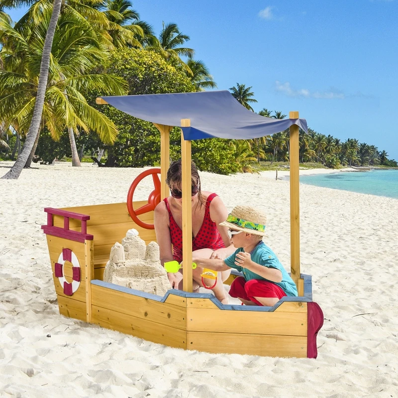 Kids Drevené pieskovisko, skladovací priestor na sedadlá s lavicou W/ Canopy.