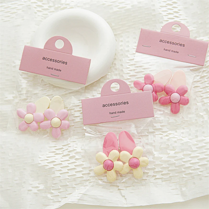 Kids Hair Pin gumové vlasy Pin Pin Kórejský roztomilý ružový karikatúra kvetina princezná Hairpin pre dievčatá módne dievčatá čelenka 3-8y