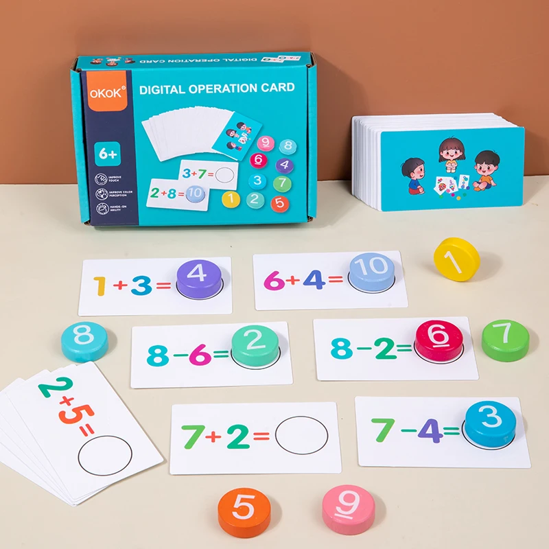 Kids Montessori matematické hračky aritmetické karty zodpovedajúce hranie sčítania hračiek s raným vzdelávaním pre deti