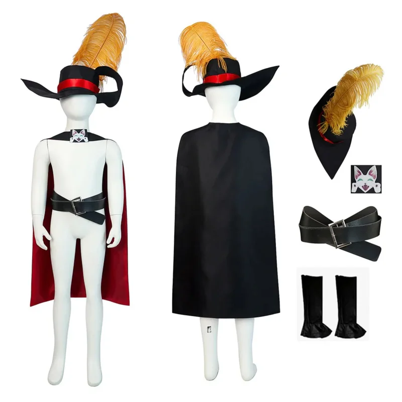 Kids Puss in Cos Boots Posledné želanie Cosplay plášťový klobúk Belt Sbecksuit Halloween Carnival Roleplay Masguise Boys Dievčatá kostým SD3