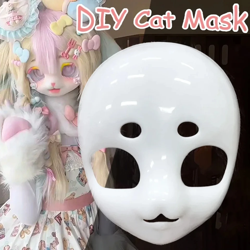 Kigurumi Base Cat Head Maska lebka maska ​​cosplay fursuit zvierací šelma lebka DIY zahusťované plastové masky Karneval vtipné párty kostým prop