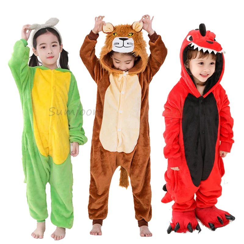 Kigurumi deti jednoduchá tiger cosplay kostýmy anime steh karikatúra pyžamá vianočné halloween jednoty pre deti dievčatá chlapci
