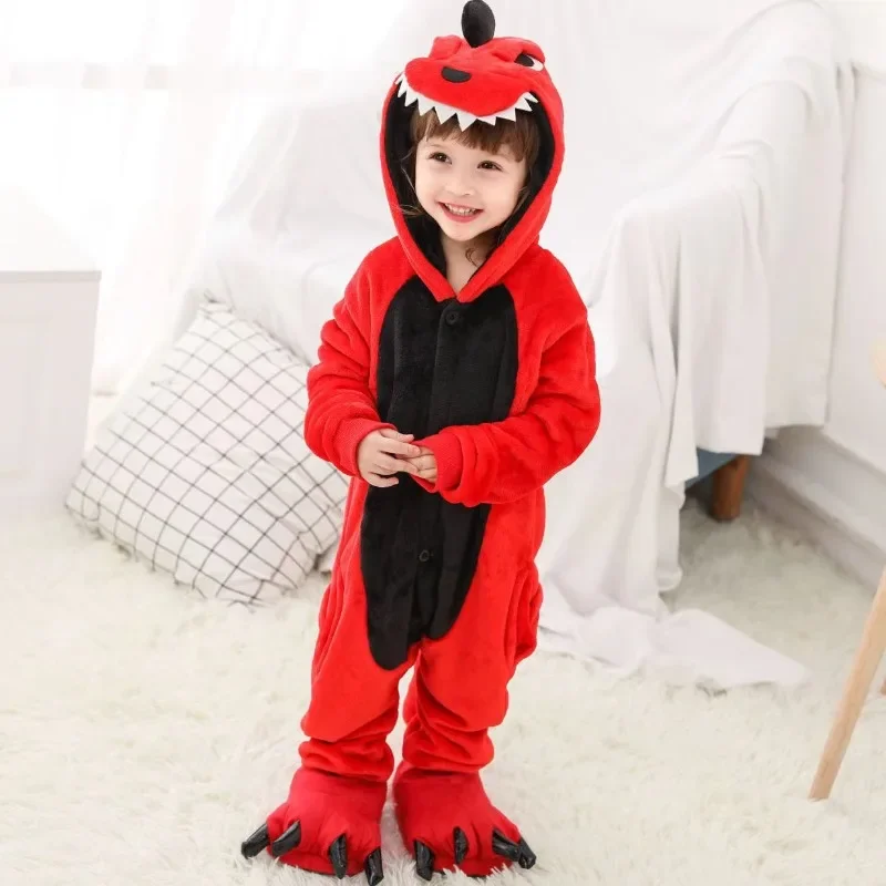 Kigurumi Dinosaur Cartoon Onesie s kapucňou pyžamy set 2024 KITY KITY DETI ZVEREJNOM ZVLASTNOSTI Dievčatá Boys Cosplay pyžamy anime kostým