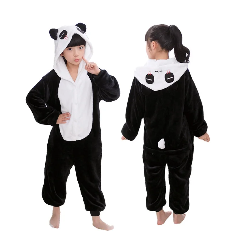 Kigurumi panda zvierací karikatúra flanel pyžamy deti roztomilé jednorožec deti spánok