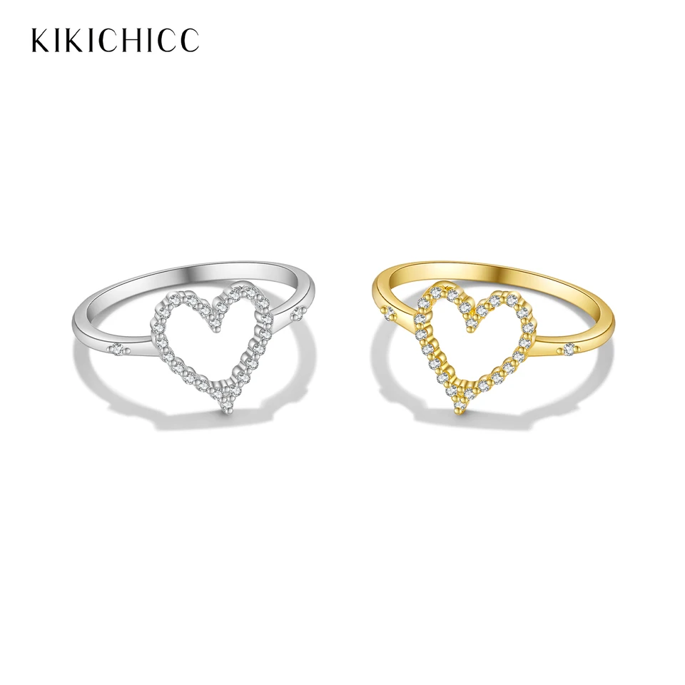 Kikichicc 925 Sterling Silver Heart Love Love Out Clear zirkon Ring 2024 Ženy Luxusné denné svadobné výročie Darčeky šperkov