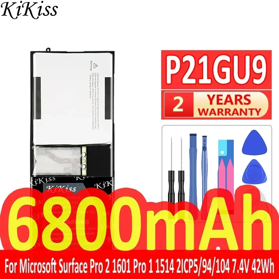Kikiss Battery 6800MAH P21GU9.For Microsoft Surface Pro 2 Pro2 1601 Pro 1 PRO1 1514 2ICP5/94/104 7.4V