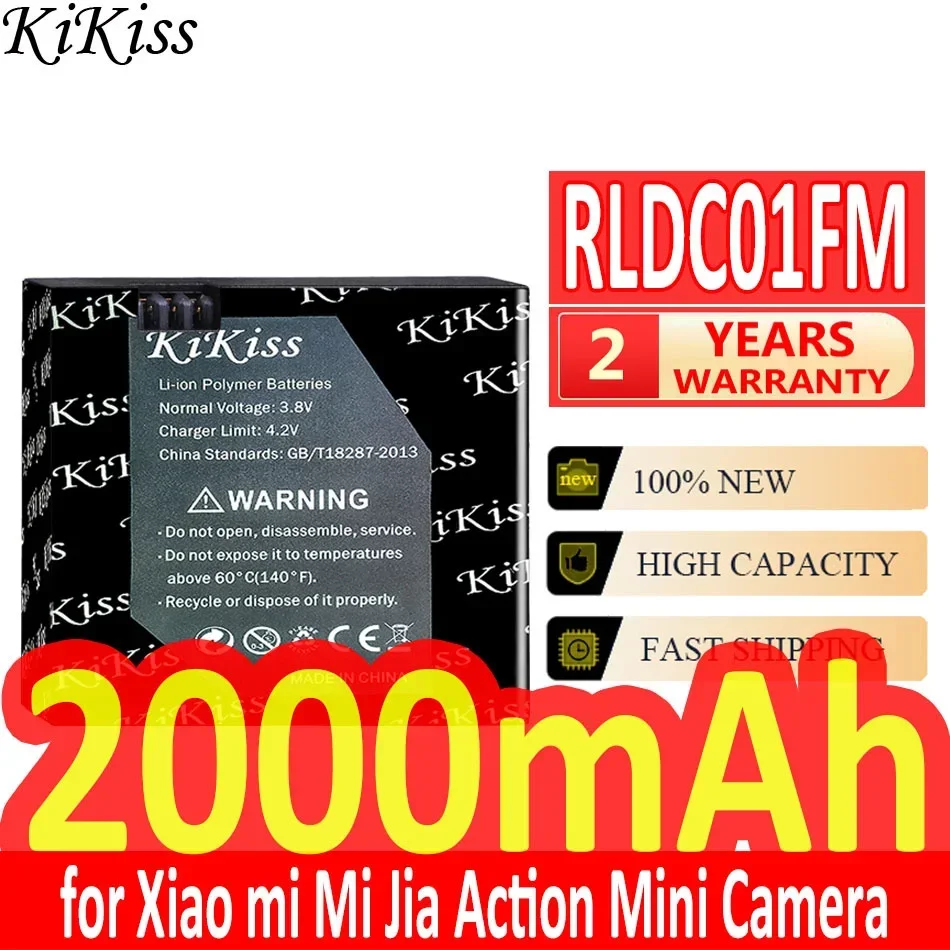 Kikiss batéria 2000 mah rldc01fm pre xiaomi mi jia akčnú mini kameru
