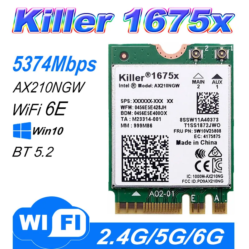 Killer 1675x AC Dual Band 2,4 Gbps Wi-Fi 6e Wireless Ax210 WiFi karta AX210NGW 802.11ax Bluetooth 5.2 prenosný počítač pre Windows 10