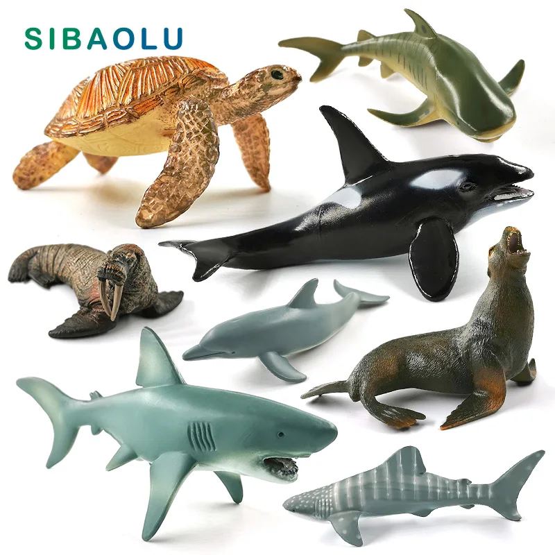 Killer veľryba tiger žralok Walrus morský lev korytnačka delfín figurín Model domáci dekor