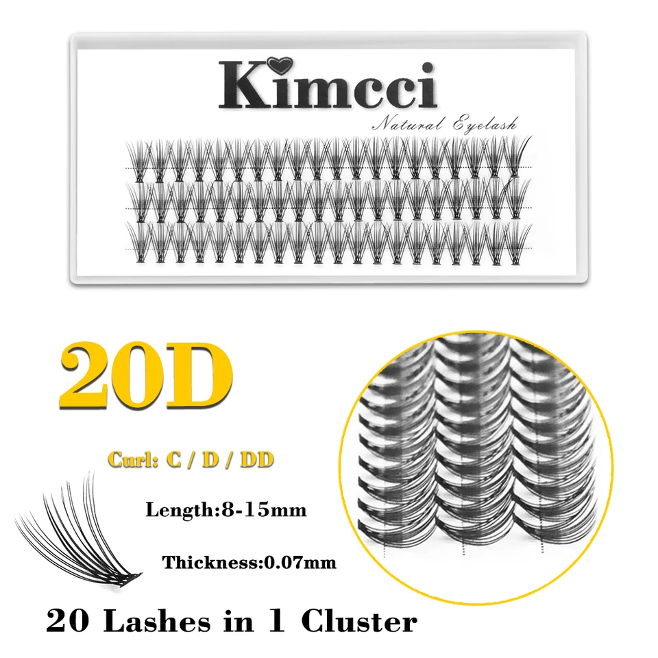 Kimcci 60knots/puzdro Prírodné falošné predlžovanie rias 20p Mink Mink Individuálne faux očné riasy Profesionálne falošné štepenie Cilias