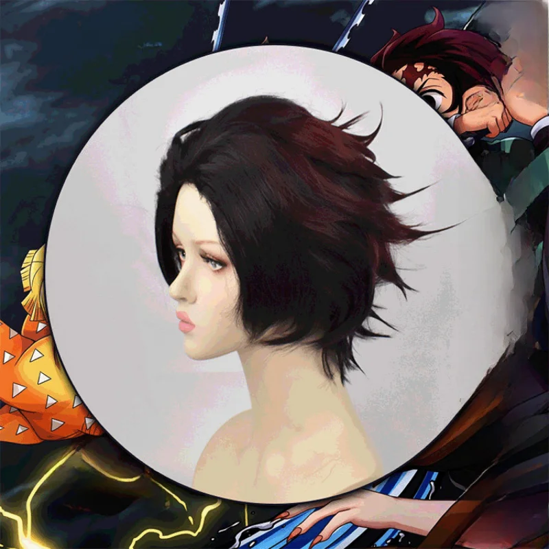 Kimetsu no yaiba parochňa na parochňu dvere tanjirou cos parochňu karikatúry Cosplay oker červený gradient červeno hnedá
