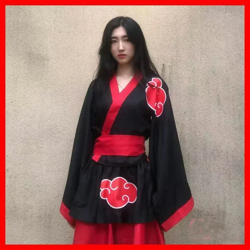 Kimono Japo Cosplay Fantasias, Nuvem Vermelha Design, Anime, Natuto, Yukata, Haori, Saia, Samurai, Gueixa, Halloweenparty Game
