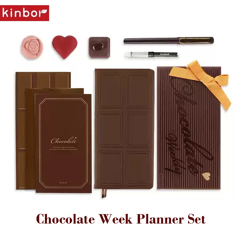 Kinbor Weekly Planner Set čokoládovo naplnený vreckový kalendár notebook Habit Tracker Organizátor Denník harmonogram programu Agenda
