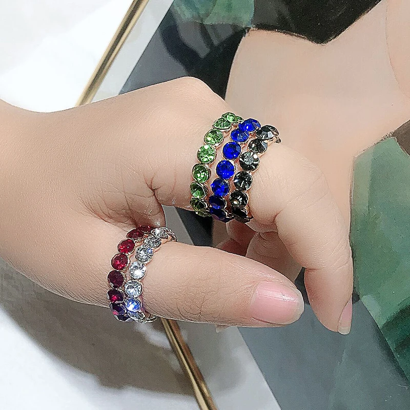 Kinel 2020 módny krištáľový prsteň pre ženy České farebné dúhové prsteň Žena DIY Vyhlásenie Rings Party Svadobné šperky