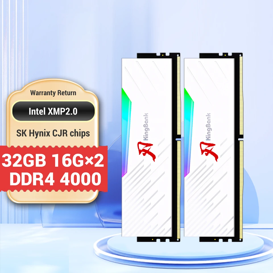 Kingbank Memory DDR4 RAM PC 16GBX2 / 16G 4000MHz RGB RAM Vysokú výkonnosť pre stolný počítač Hynix Chip Cl19