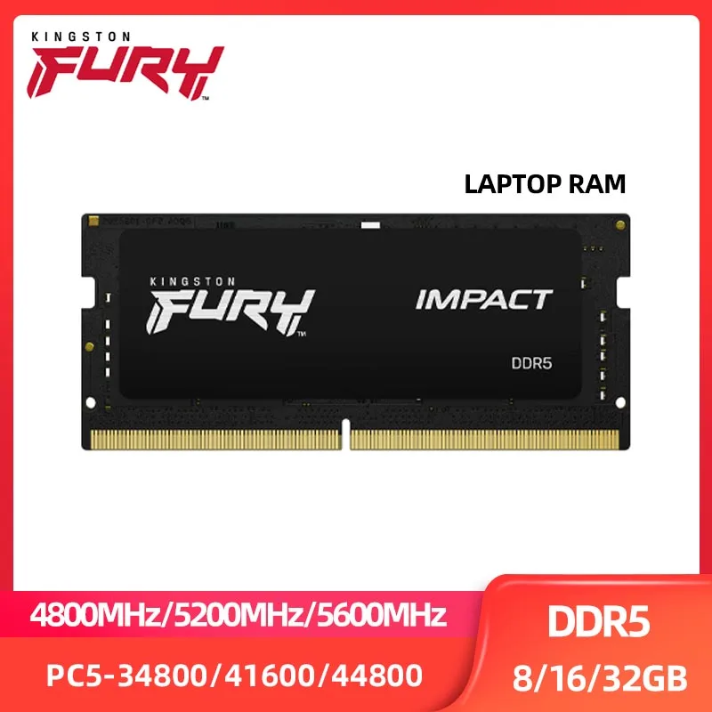 Kingston Fury Impact DDR5 RAM 8 GB 16 GB 32 GB 4800MHz 5200MHz 5600MHz Sodimm 1.1v 262pin notebook Pamäť