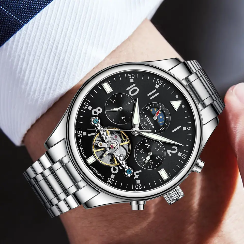 Kinyued Design Brand Sports Men Mechanické hodinky móda zafír 30 metrov nepremokavý automatický časový kód rellogio maskulino