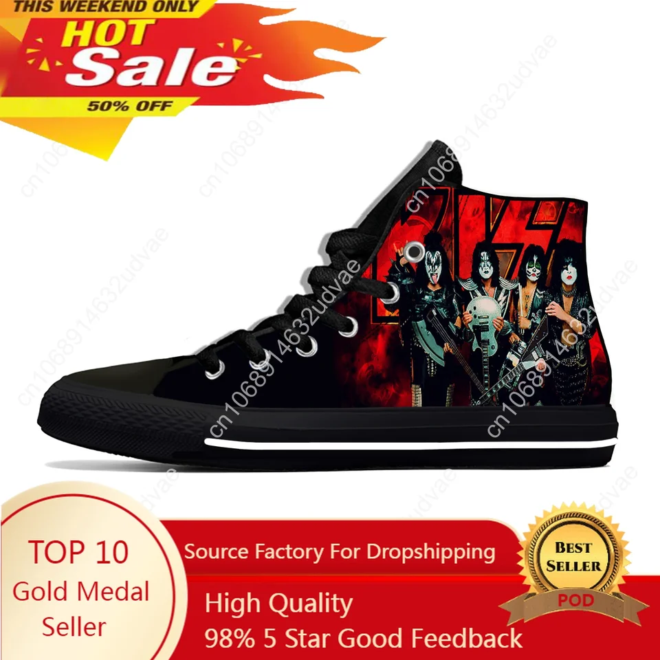 Kiss Rock Band Novinky High Top topánky pánske dámske príležitostné letné letné kovové hudobné módne tenisky klasické dosky topánky