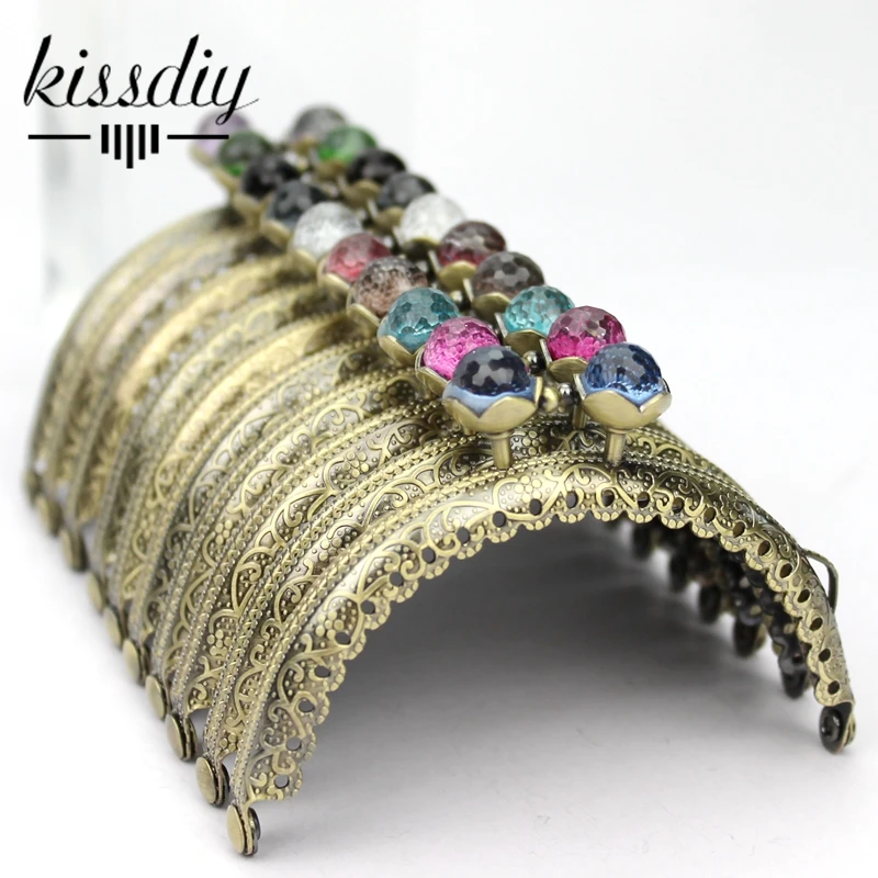 Kissdiy 10 ks/šarža 8,5 cm starožitný bronzový kovový kovový rámec polkruh Lotus hlava koralové korálky Kisp spona DIY vrecká príslušenstvo