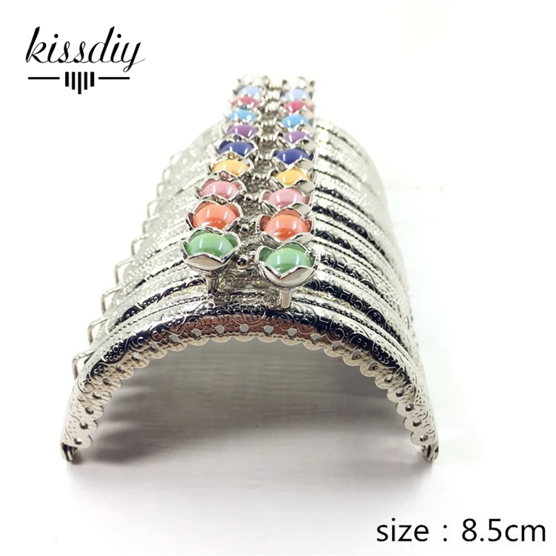 Kissdiy 20ks/10ks 8,5 cm Lotus Head Bag Kisp spona strieborná polkruhová kovová razinová koľaj
