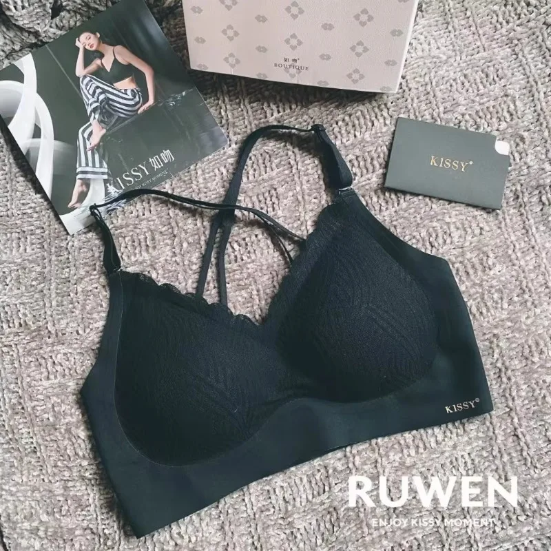 Kissy New Cross Strap Srap Sadovly a oceľový prsteň zadarmo športová podprsenka čipka podprsenka pre ženy