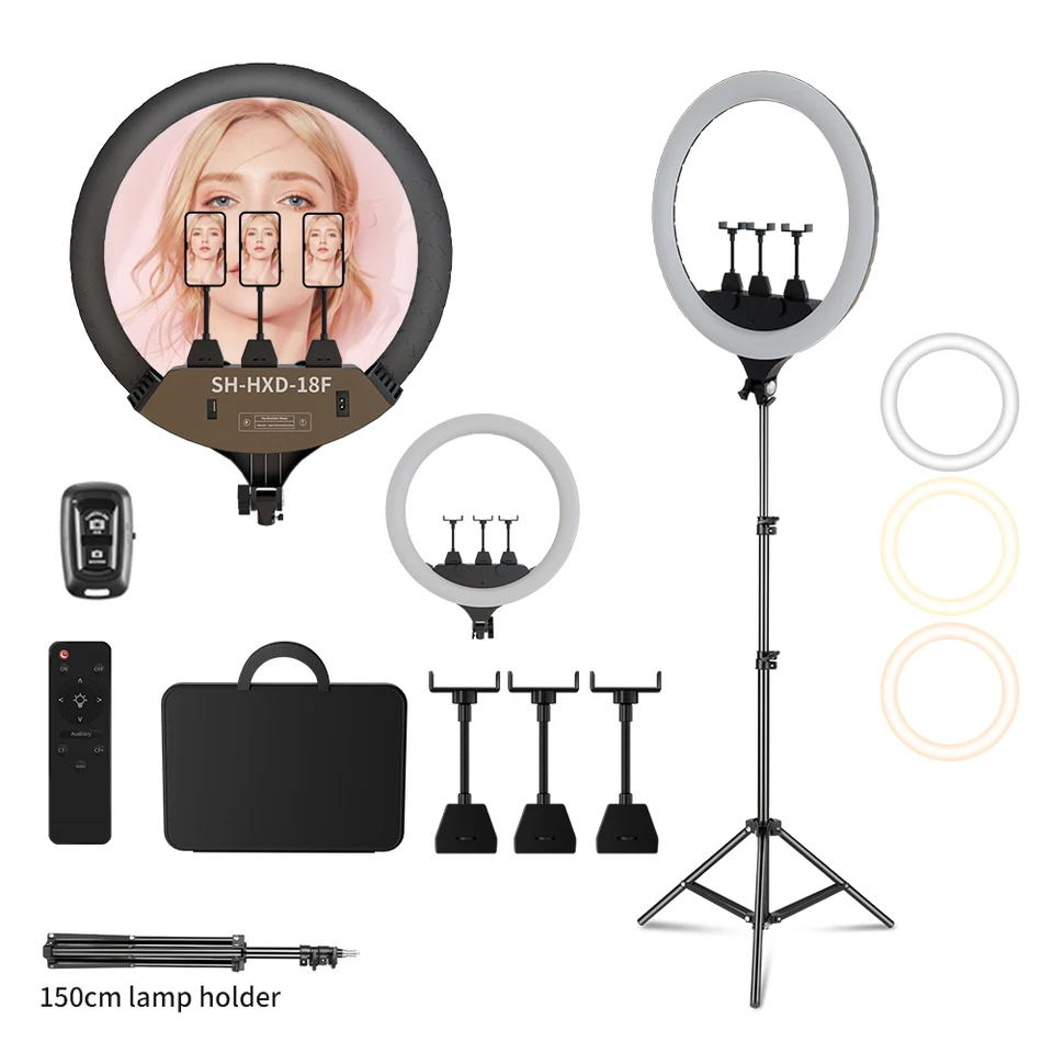 Kit s 18 palcovými súprava 36W 6500K Profesionálny LED ovládací stánok držiak na telefón Phone Tubový taška na tetovanie Lash Extension Barber Light