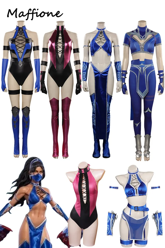 Kitana Mileena Cosplay kostým Game Mortal Kombat Outfit Swimsuits Women Tops Pants Full Set Adult Girls Halloween Karneval oblek