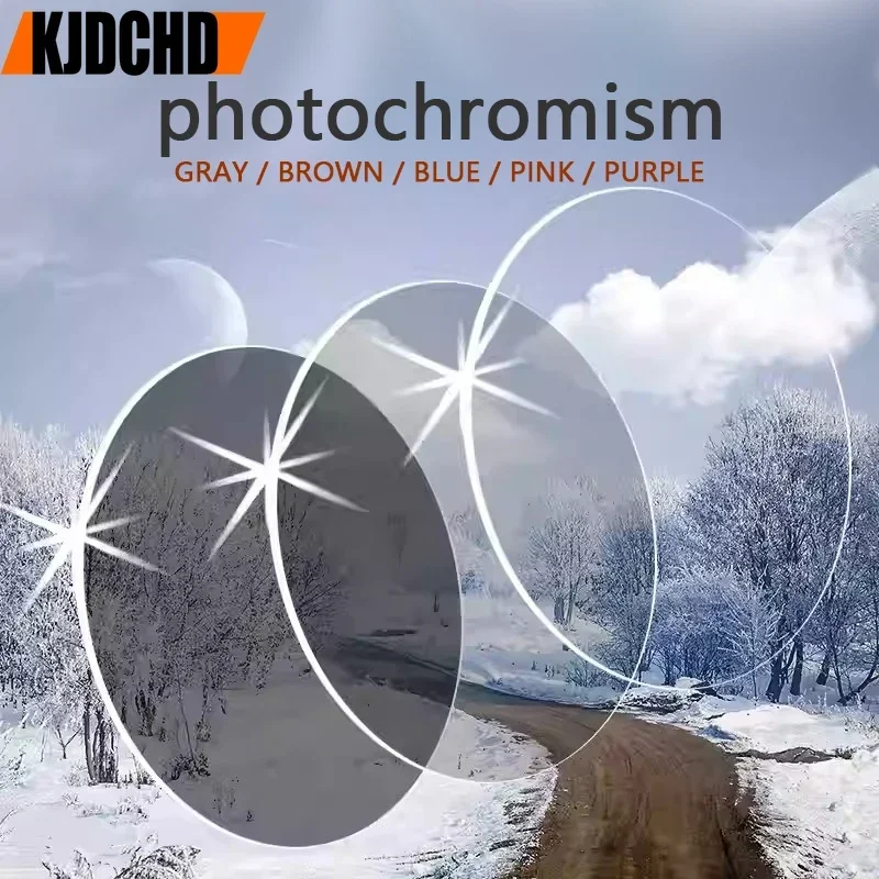 KJDCHD Photochromická šedá hnedá ružová fialová modrá séria 1,56 1,61 1,67 Šošovky okuliarov na predpis pre Hyperopia Myopia Hyperopia