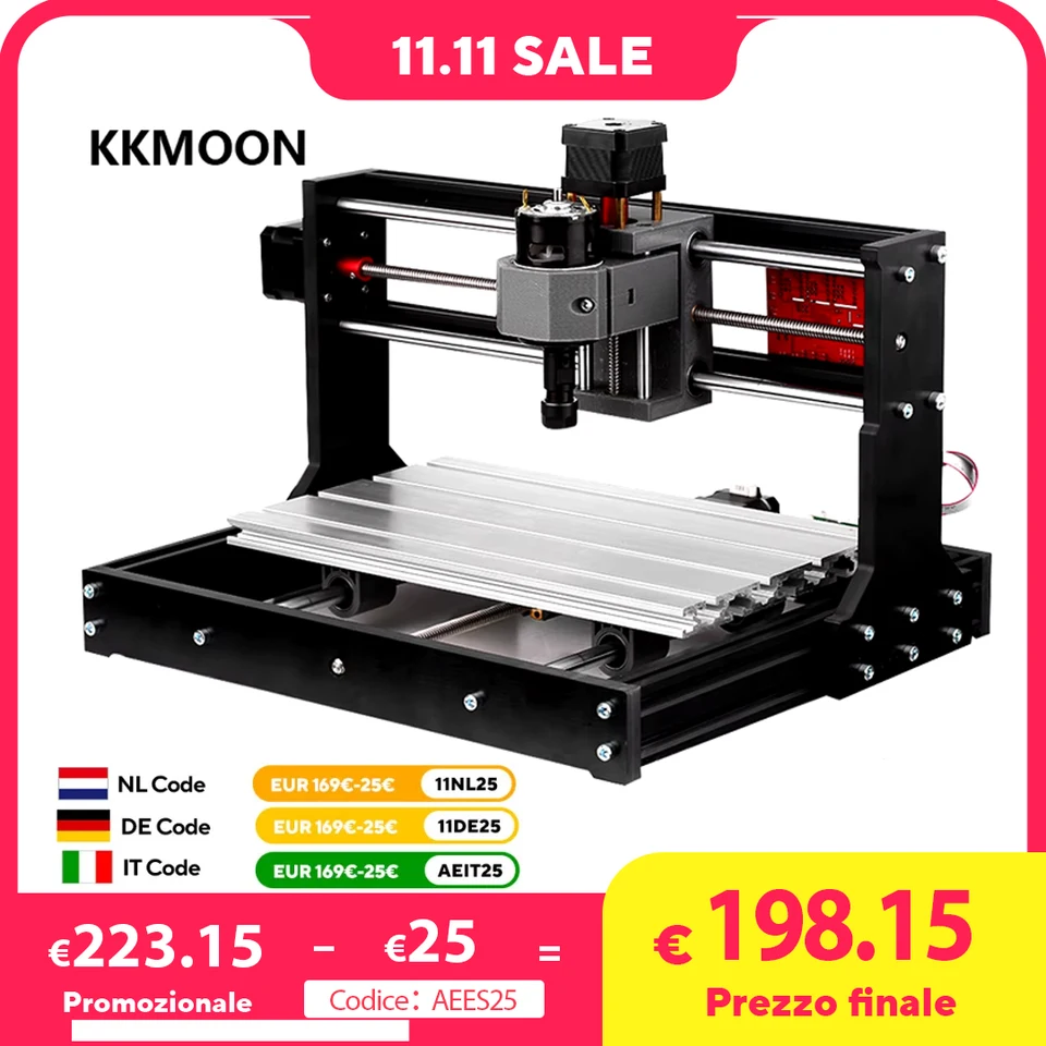 KKMOON CNC 30*18 PRO GRBL CONTROL DIY MINI CNC stroj 3 osi frézka PCB Wood Router Ryter s ovládačom offline