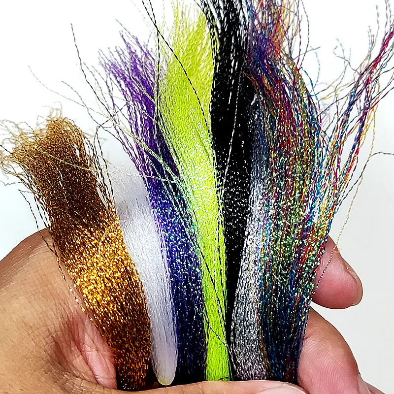 Kkwezva 2 balenie Rotujúce jasne žiarivé fluorescenčné krištáľové flashabu Krystal Tinsel Flash Fleskový muchový materiál