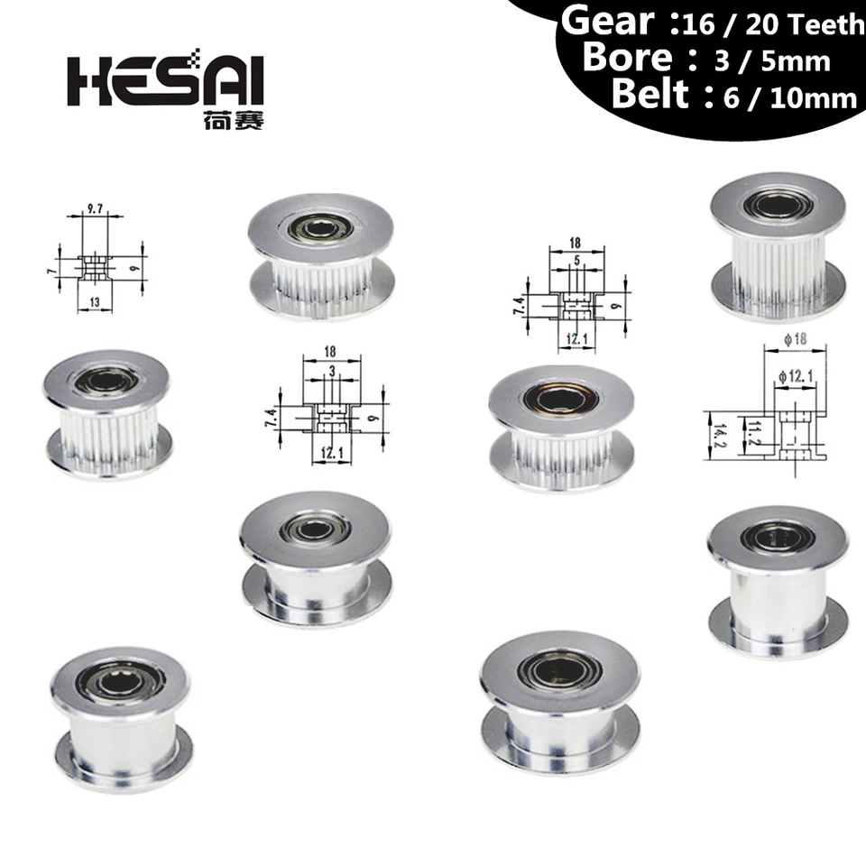 Kladka GT2 16/20 bez zubov kladka 16/20teeth alebo bez zubov Časové zariadenie 3/5 mm pre 2gt šírku pásu 6/10 mm