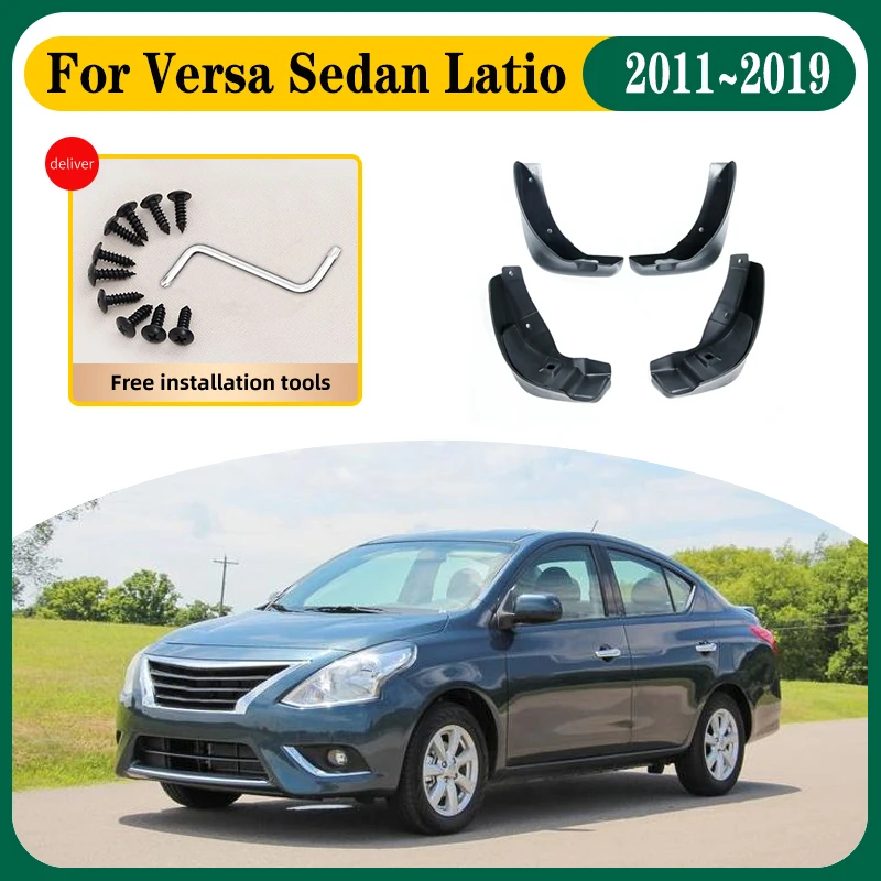 Klapka na bahno pre Nissan Versa Sedan Latio Sunny ALMERA N17 2011 ~ 2019 4ks Mudguard Splash Guard S Automatické exteriérové ​​príslušenstvo časť