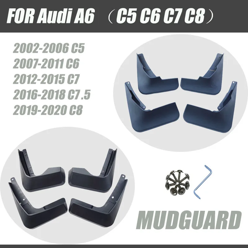 Klapky na bahno pre Audi A6 C5 C6 C7 C8 Mudguards Fender A6 Bud Flap Splash Grauards Automatické príslušenstvo Automatický štýl predná zadná zadná časť 2002-2020